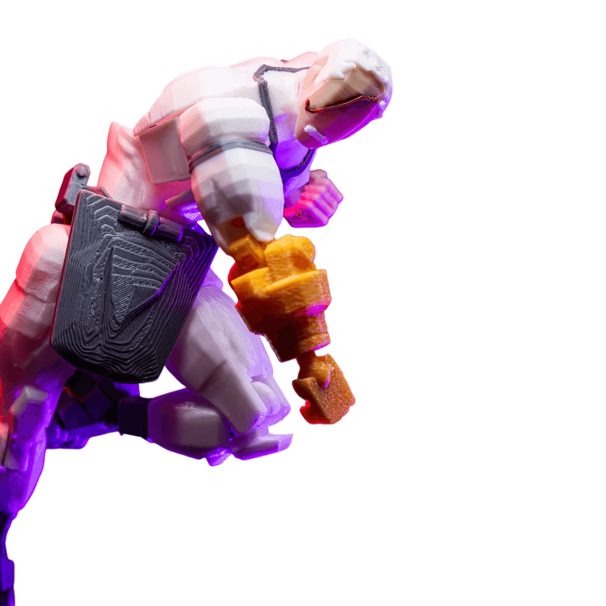 Colorful toy figure with a black background