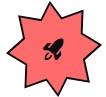 Red star-shaped icon with a black symbol in the center